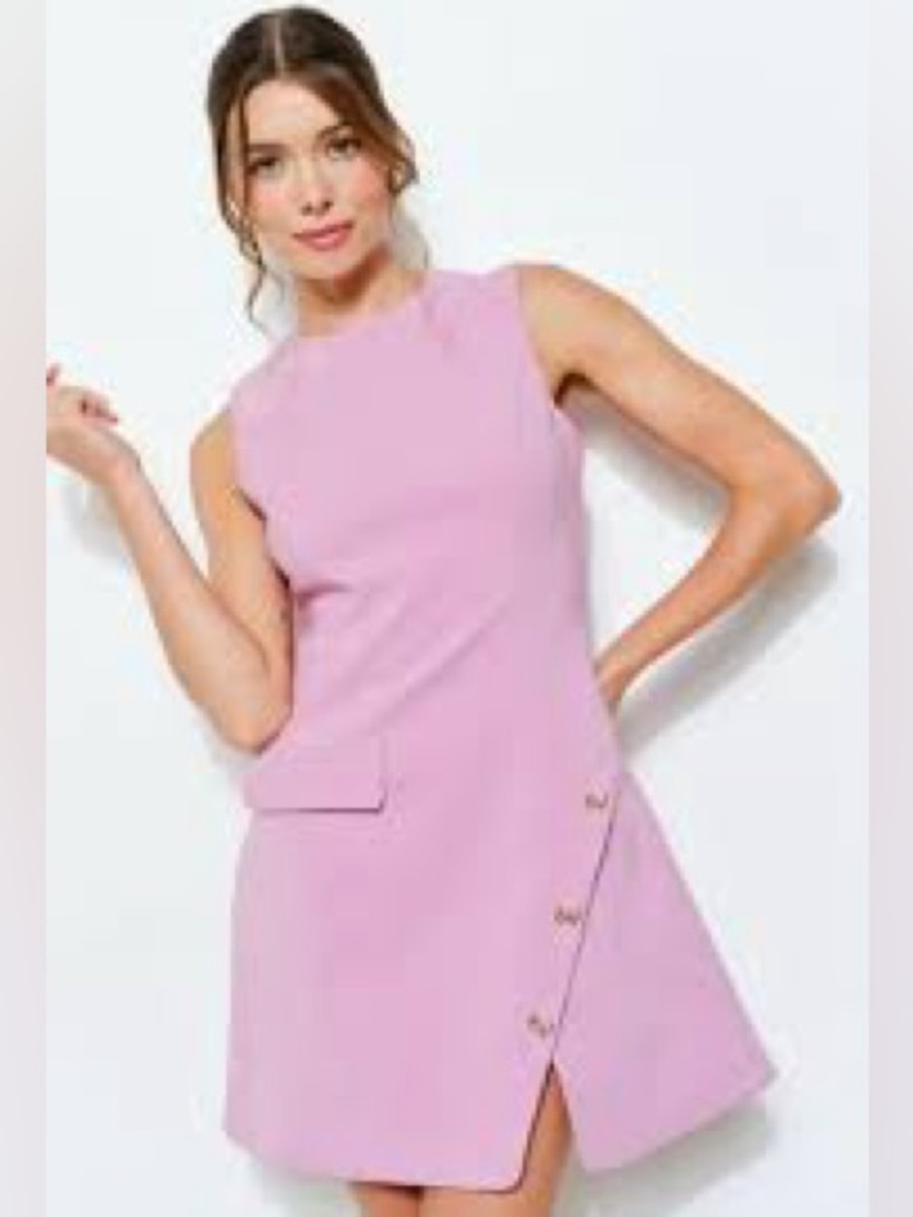 NWOT Ina Pink Sleeveless Shift Dress with Front Bow Details - Picture 4 of 4